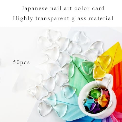 Dioche Transparent Nail Art Display Card - 50 Pcs Heart Shape