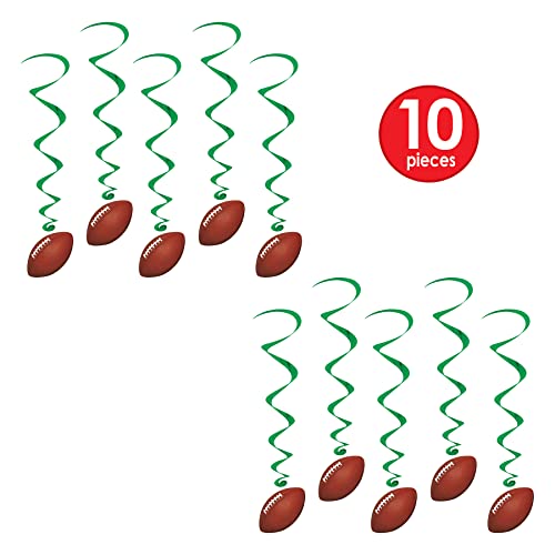 Beistle Football Hanging Whirls Decorations - 10 Pack
