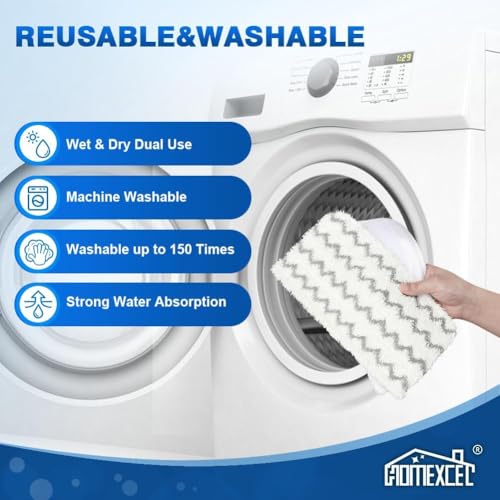 HOMEXCEL Steam Mop Replacement Pads 4 Pack - Reusable Microfiber