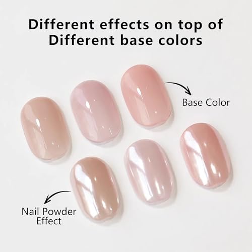 UTLANEYA White Pearl Chrome Nail Powder - 2 Pcs Iridescent Aurora Mirror Effect Pigment for Nail Art