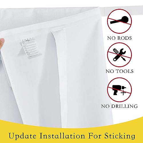 NICETOWN Blackout Door Shade, 26" x 80" Adhesive Thermal Curtain, White