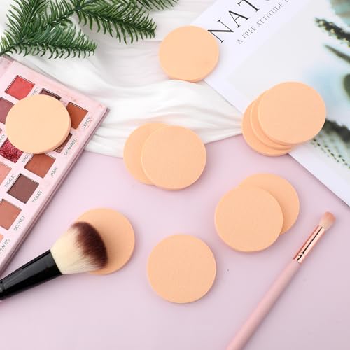 Jeffdad 12 Pcs Round Makeup Sponges - Soft Facial Powder Puffs for Wet and Dry Foundation