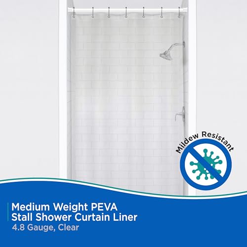 Kenney Waterproof PEVA Shower Curtain Liner, Clear, 42"W x 72"H