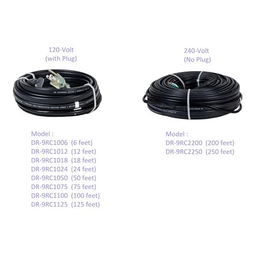 Dr Infrared Heater DR-9RC1018 Heating Cables for Pipes and Roof De-Icing, Self-Regulating with Built-in Thermostat, 120V,12W/ft, 216W, 18FT