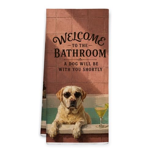 Labrador Funny Hand Towels - 16x24 Inch Rustic Dog Decor