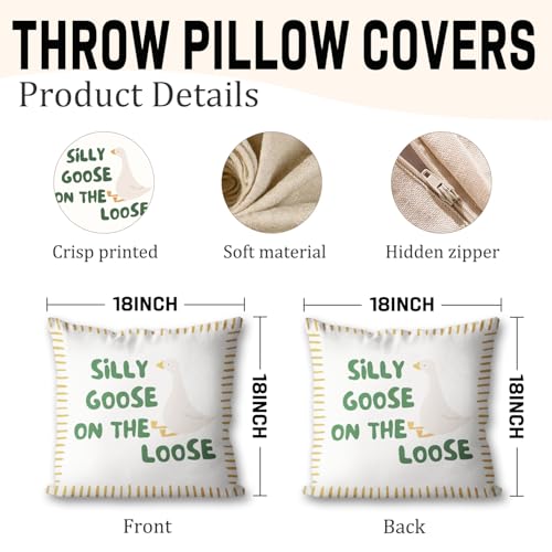 Silly Goose Throw Pillow Cover for Kids - Motivational Nursery Decor