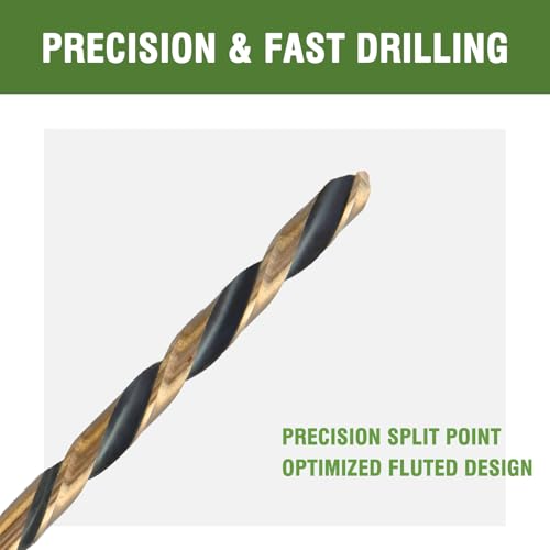 1/8 x 8 Inch Extra Long Drill Bits (3 Pack), Aircraft Drill Bit Black and Gold M2 HSS for Wood, Plastic, Thin Metal Sheet