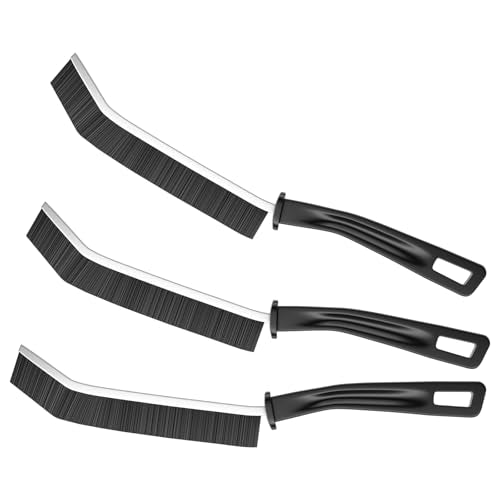 3-Pack Black Crevice Cleaning Brush Set for Home & Kitchen