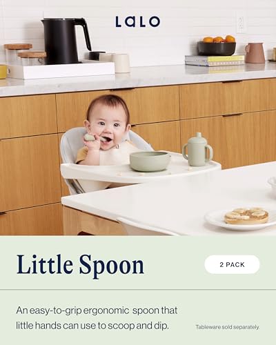 Lalo Little Spoon 2-Piece Set - Sage Silicone Baby Feeding Spoons