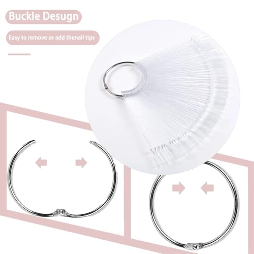 Clear Nail Swatch Sticks 100 Pcs Fan-Shaped Polish Display with Ring