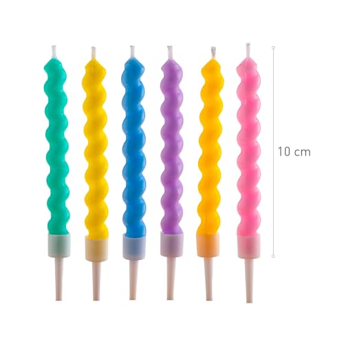 Spiral Taper Birthday Candles - Set of 6 Pastel Colors