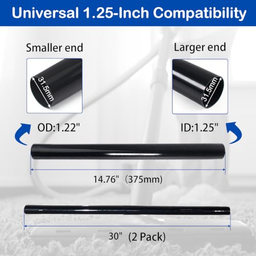 OYWGRICH 2-Pack 1.25-Inch Vacuum Extension Wands for Easy Cleaning