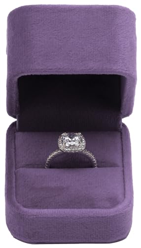 Velvet Ring Box Holder for Engagements & Weddings - Purple