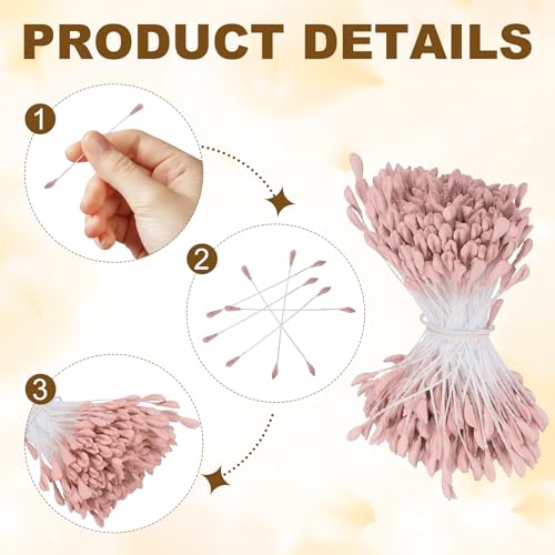 Dark Pink Double-Head Flower Stamen Pistil 2.5mm 680pcs for DIY Crafts & Decorations