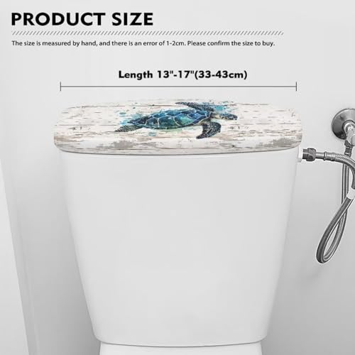 Green Turtle Print Toilet Tank Lid Cover - Non-Slip Washable Bathroom Accessory