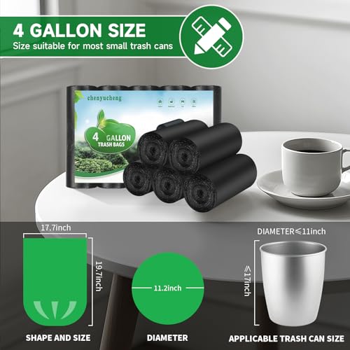 Chenyucheng Biodegradable Small Trash Bags 4 Gallon - 100 Count