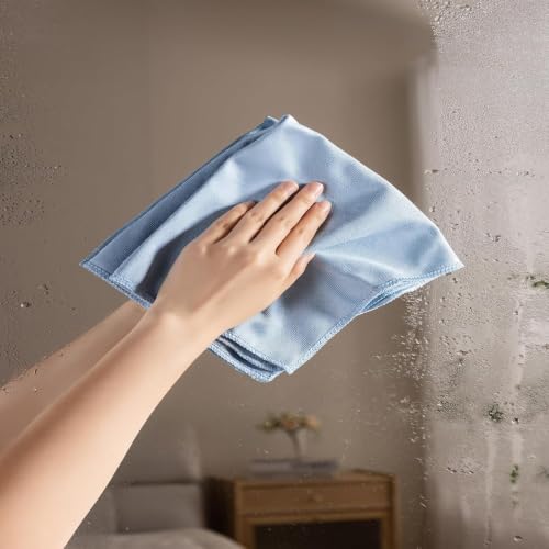 Vnoss Microfiber Glass Cleaning Cloths, 12x16 Inch, 8 Pack - Blue