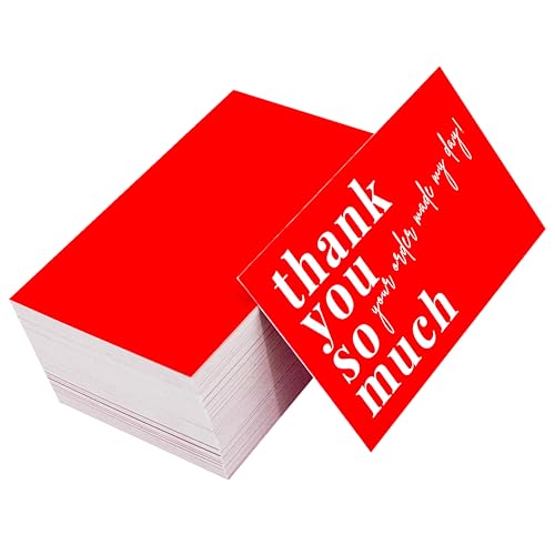Red Thank You Cards for Small Business - 2x3.5 Inch, Pack of 100