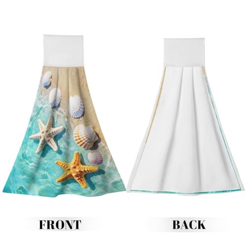 Absorbent Beach Sea Kitchen Hand Towels with Loops - 12.6" x 14.2"
