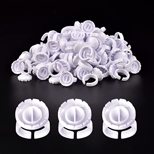 MEKK 100Pcs Lash Glue Rings with V-Groove for Eyelash Extensions