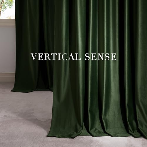 NICETOWN Olive Green Velvet Curtains 84 Inch Long for Bedroom, Luxury Super Soft Grommet Thermal Insulated Room Darkening Blackout Window Drapes for Living Room, 52 Inch Wide, 2 Panels