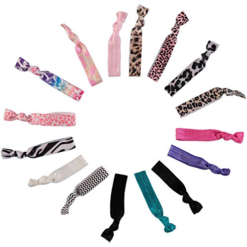 Allure Multi-Colored Fabric Ponytail Holders - 16 Piece Pack