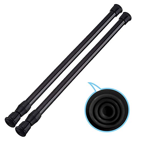 HILLHOME Black Tension Rods, 15.7-28 Inch Adjustable Curtain Rods (2 Pack)