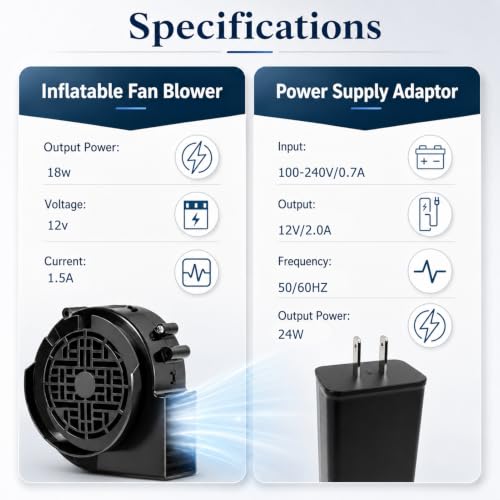 Inflatable Replacement Fan Blower 12V 1.5A with 3 LEDs - Yard Inflatable Decor