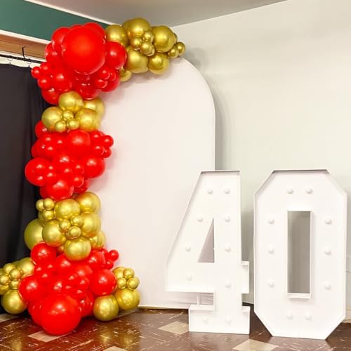 Red and Gold Balloon Garland Arch Kit with Stars - 153 Pcs
