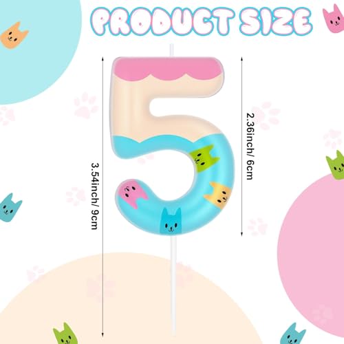 Czlotyh Number 5 Cat Doll House Cake Topper for Birthday Party