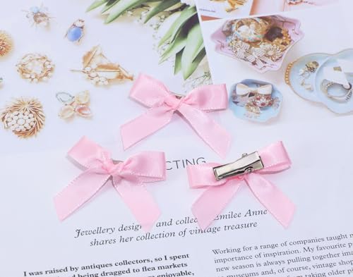 Penta Angel Mini Satin Ribbon Hair Bow Clips 20-Pack Pink
