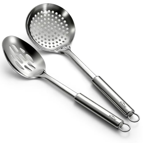 Berglander 2-Piece Stainless Steel Slotted Spoon and Skimmer Set, 13-Inch
