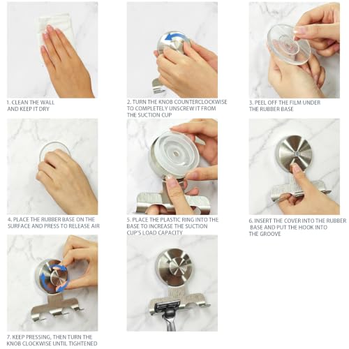 Shower Razor Holder - 2 Pack No-Drill Suction Cup Hooks