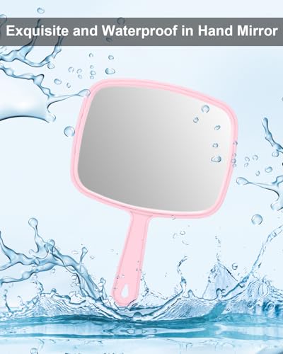 PROTECLE Pink Handheld Mirror 10.3 x 7.4 Inches Salon Hairdressing Makeup Tool