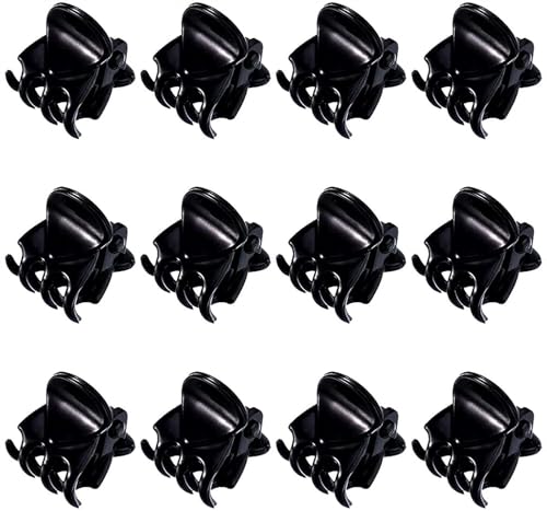 VIPERMARK 12 Pack Mini Hair Claw Clips - Small Non-Slip Plastic Jaw Clamps for Styling, Black