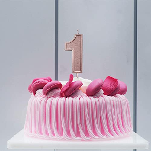 LUTER Rose Gold Glitter Number Birthday Cake Candle Topper