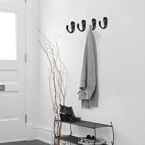 2-Pack Matte Black Wall-Mounted Coat Hooks for Towels & Bags