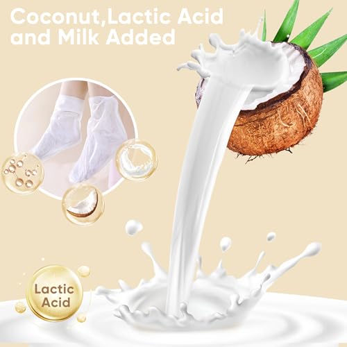 Coconut Foot Peeling Mask 3 Pairs - Exfoliating Dead Skin Remover for Dry Feet and Cracked Heels