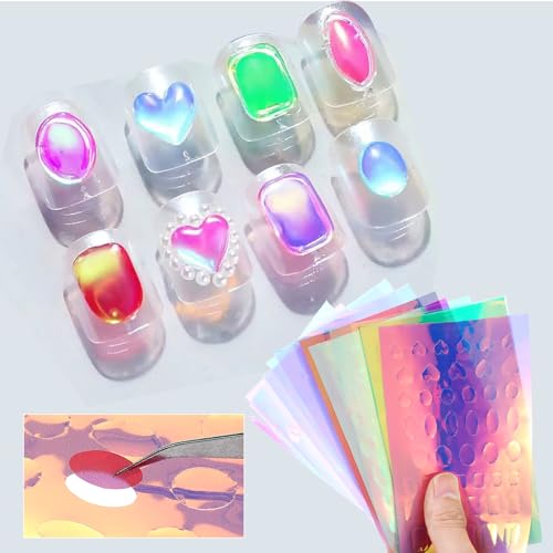 Aurora Nail Foil Laser Stickers 11 Sheets Stained Glass Nail Wraps