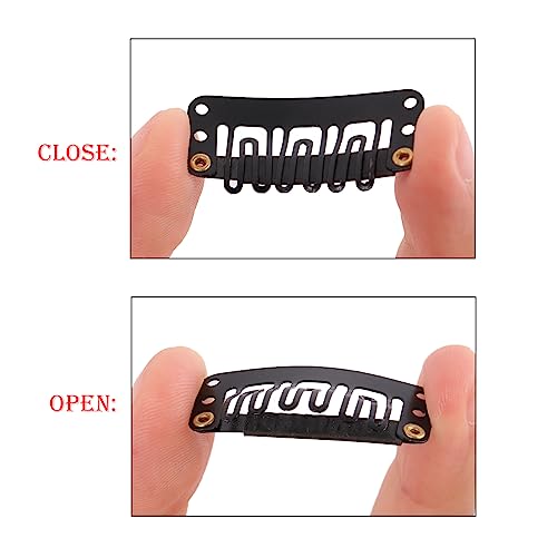 MapofBeauty 50 Pcs Metal Wig Snap Clips 6-Teeth U-Shape Black