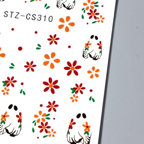 Halloween Nail Stickers 6-Sheet 3D Self-Adhesive Ghost Pumpkin & Black Cat Nail Art Decals