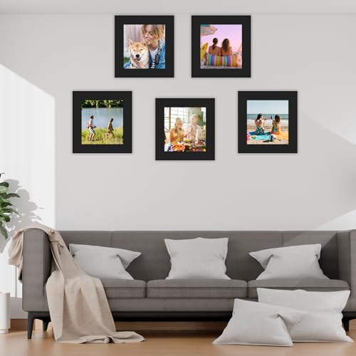 15 Pack Black Picture Mats 12x12 for 8x8 Photos - Bevel Cut