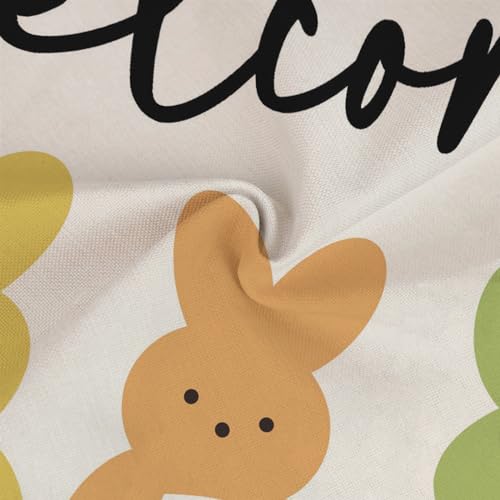 Easter Bunny Welcome Peeps Linen Throw Pillow Cover - 16x24 Inch