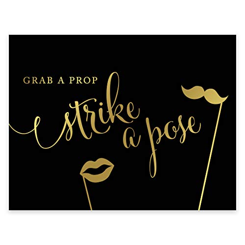 Wedding Photobooth Sign - 8.5x11 Black & Gold Ink - Unframed