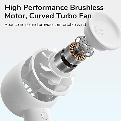 JISULIFE Mini Bladeless Portable Fan with Long Battery Life & Safety Design