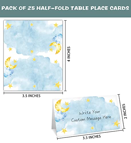 Gihyan Moon and Stars Table Place Cards for Baby Shower, 25 Pcs
