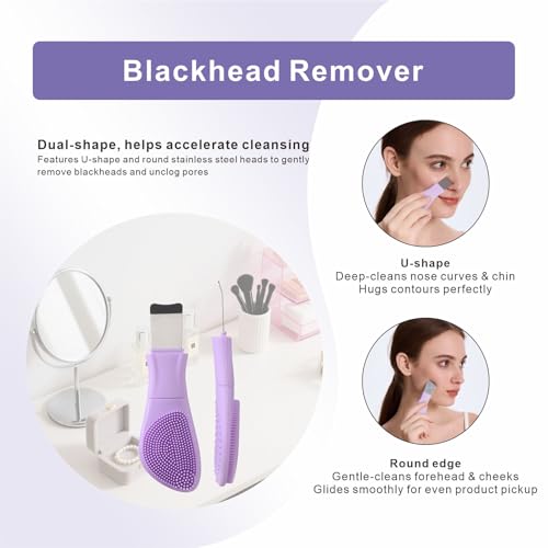 YEADMAL 2-in-1 Blackhead Remover & Silicone Face Scrubber (Purple)