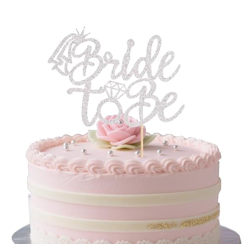 Silver Glitter Bride to Be Cake Topper for Bachelorette Parties