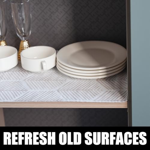 Amiitay Non-Slip Shelf Liner - 12" x 118" Waterproof Geometric Cabinet Mat