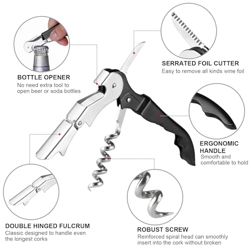 Heavy Duty Wine Opener with Foil Cutter - Compact & Foldable
